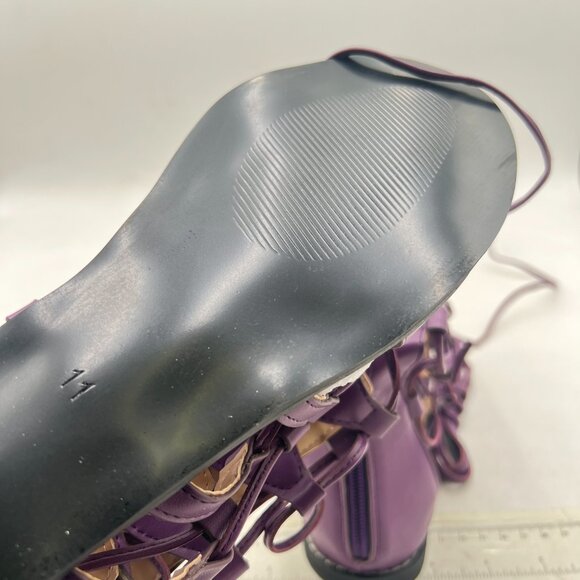 YDN Purple Ankle High Gladiator Sandals Lace up Open toe Flats Zips Shoes - Picture 6 of 8